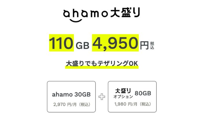 ahamo大盛りオプション料金内訳