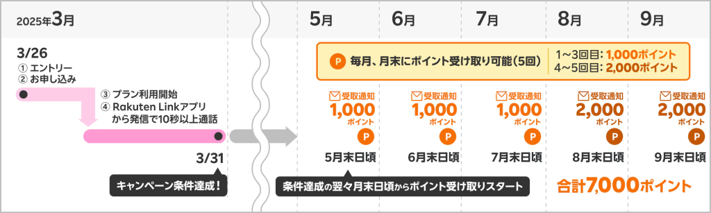 新規申し込みキャンペーンは、条件を満たした月の2か月後からポイント付与されます。