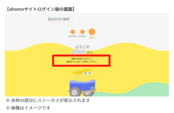 ahamo手続き進捗確認画面