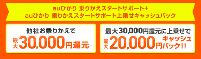 auひかり乗りかえスタートサポート＋auひかり乗りかえスタートサポート上乗せキャッシュバック