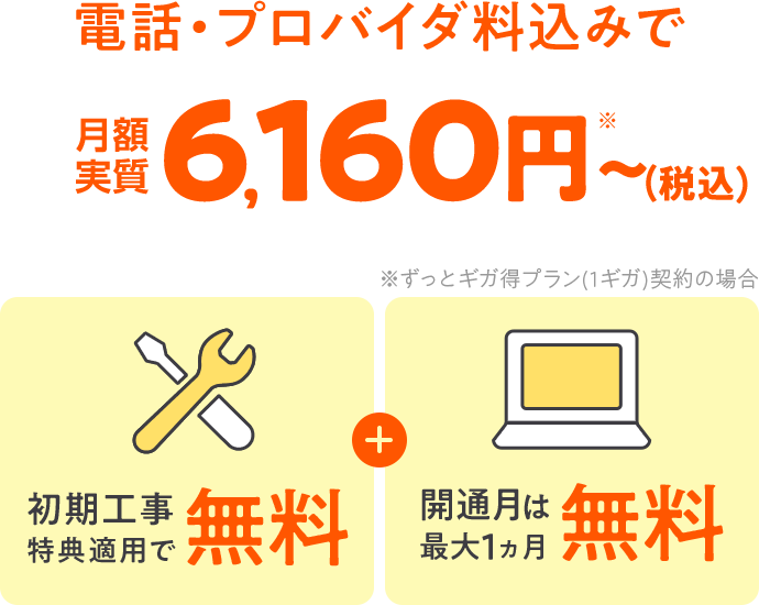 auひかりホームの月額料金は6,160円～