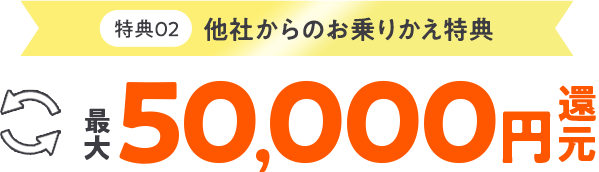 他社からのお乗りかえ特典 最大50,000円還元