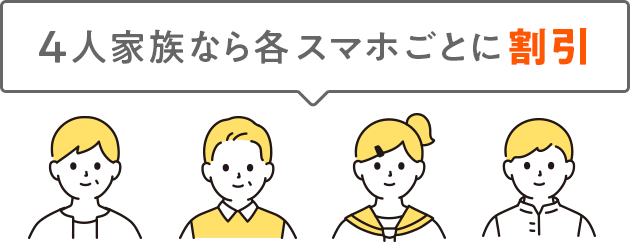 4人家族なら各スマホごとに割引